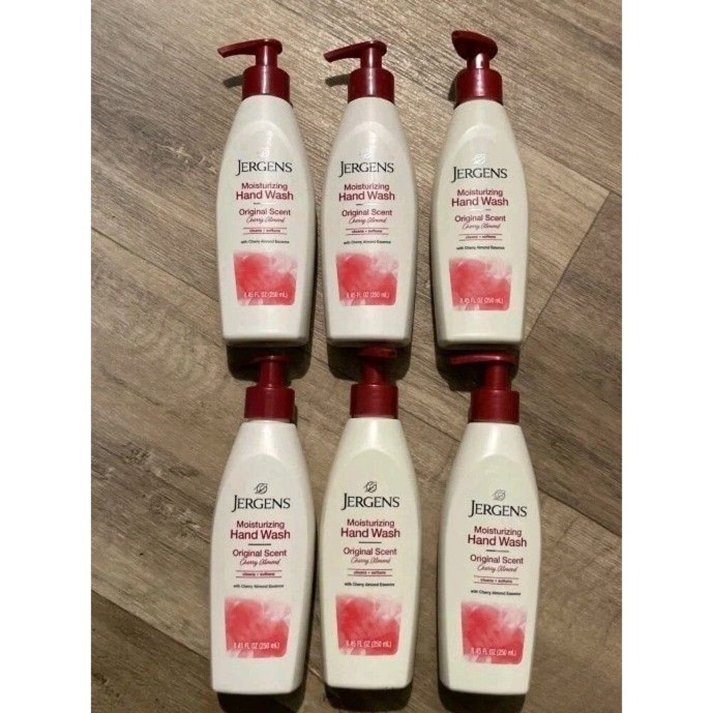 Jergens Moisturizing Hand Wash Soap Cherry Almond Original Scent Liquid 8.45 6x